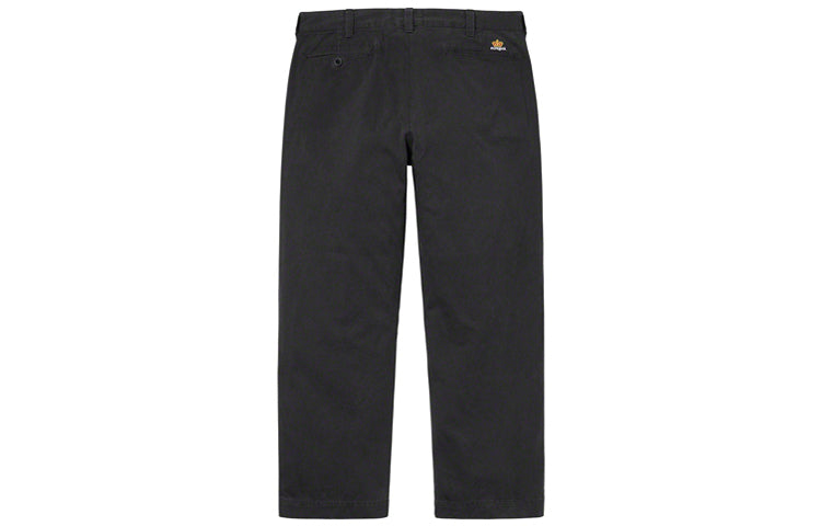 Supreme FW19 Week 7 Crown Chino Pant Pocket Logo Casual Long Pants Black SUP-FW19-689