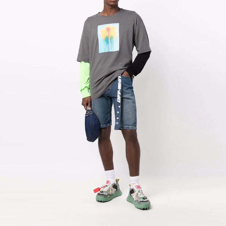 Off-White FW21 Pattern Printing Long Sleeves Gray T-Shirt OMAB022S21JER0078400