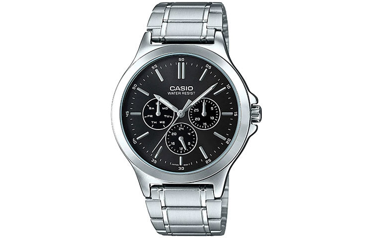 CASIO Couple Quartz Waterproof Stainless Steel Strap Black Analog MTP-V300D-1A<P-V300D-1A