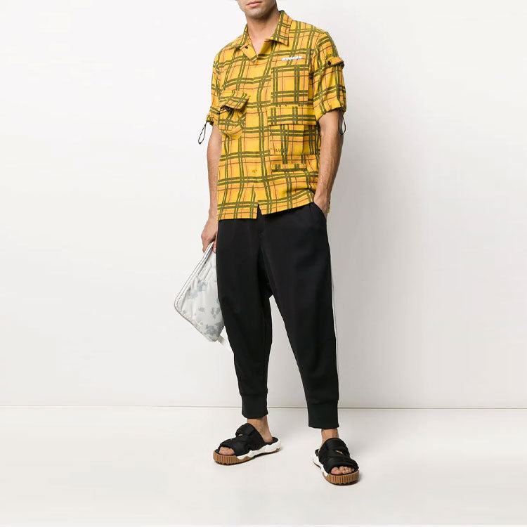 Off-White Plaid Pocket Short Sleeve Shirt Version Yellow OMGA113S20H930206000