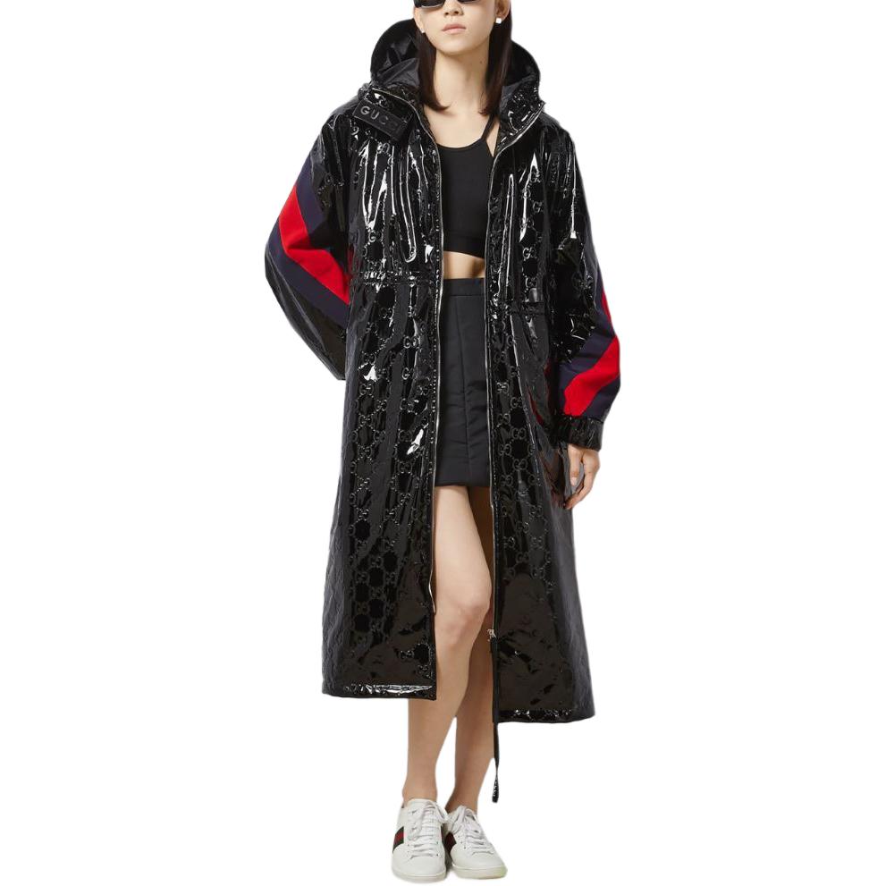 (WMNS) Gucci GG Lacquer Fabric Coat With Web 'Black' 771717-ZAPKY-1043