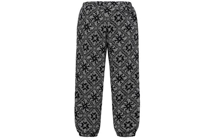 Supreme SS18 Bandana Track Pant Black cashew Casual Jogger Pants Unisex SUP-SS18-1306