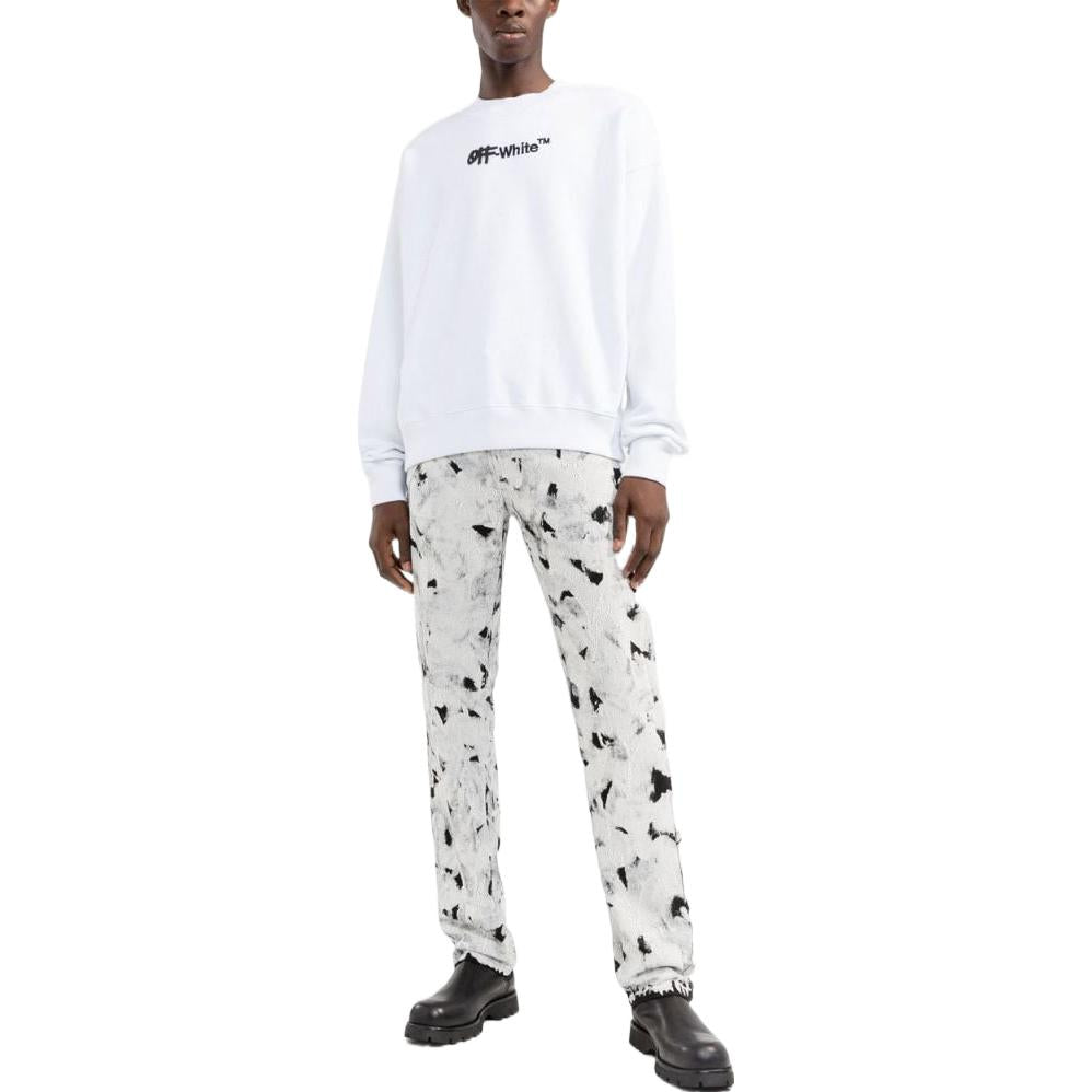 Men's Off-White FW22 Alphabet Printing Pullover Round Neck Long Sleeves Version White OMBA054F22FLE0010110