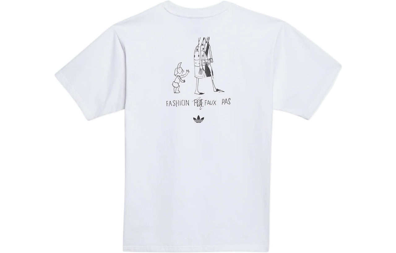 adidas originals Cartoon Pattern Printing Round Neck Short Sleeve White GL9974