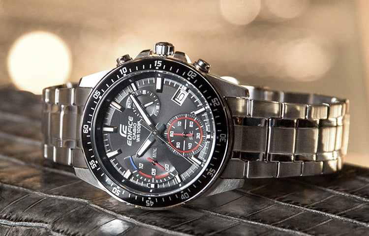 CASIO EDIFICE Waterproof Stainless Steel Strap Mens Red Analog EFV-540D-1AVUPR