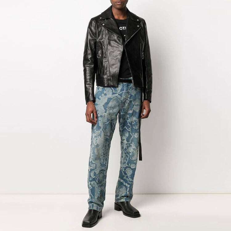 Off-White SS21 Logo Pattern Zipper Slim Fit Version Black OMJG017S21LEA0011001