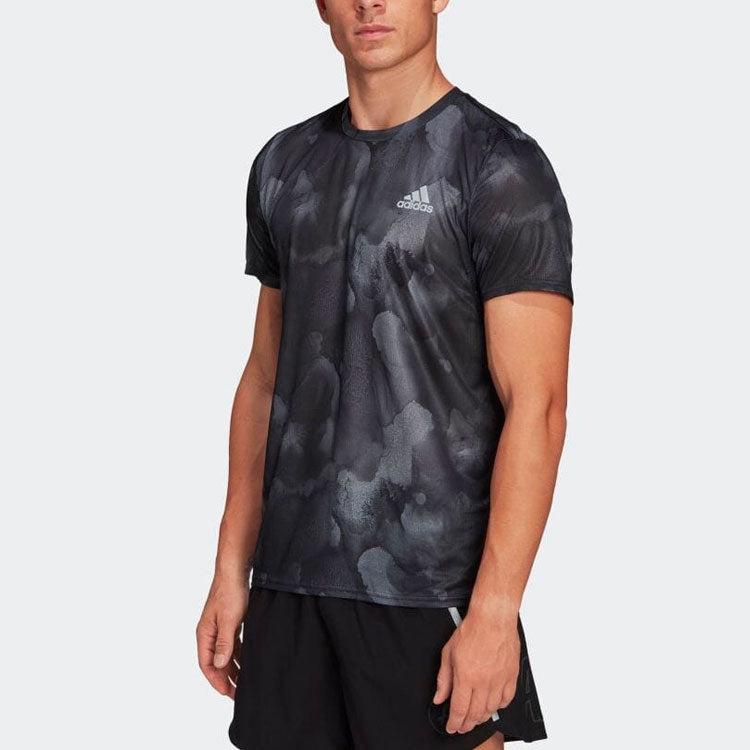 Men's adidas Alphabet Logo Printing Round Neck Pullover Short Sleeve Japanese Version Gray T-Shirt HA6542