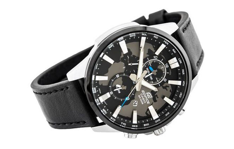 CASIO EDIFICE Waterproof Stainless Steel Strap Quartz Sapphire Crystal Solar Powered Mens Black Analog EFR-303L-1A
