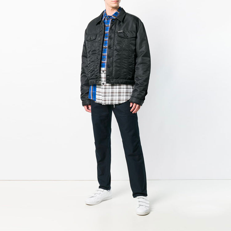 Off-White Back Logo Alphabet Pattern Long Sleeves Jacket Loose Fit Black OMEA150F185780221001
