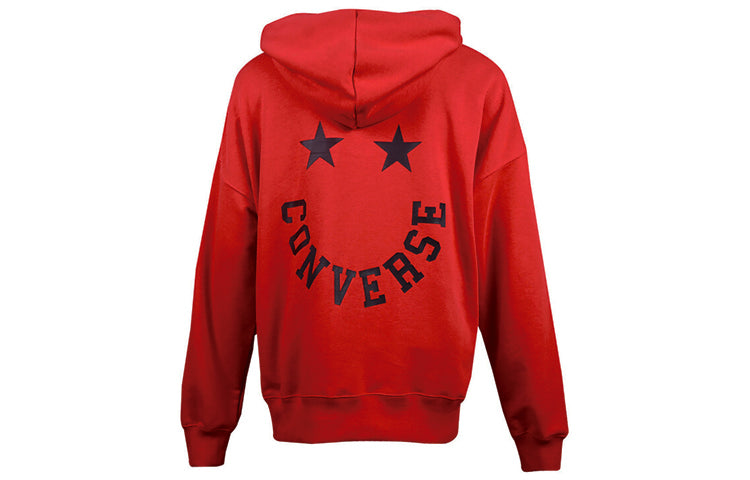 (WMNS) Converse Logo Knit hooded Drawstring Red 10020752-A02
