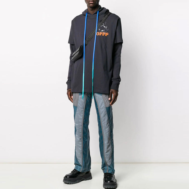 Off-White Splicing Straight Casual Long Pants Version Blue OMKF007S20I020350801
