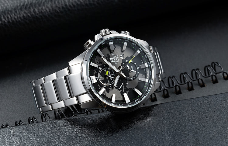 CASIO Quartz Waterproof EDIFICE Stainless Steel Strap Sapphire Crystal Solar Powered Mens Silver Analog EFR-303D-1AVUPR