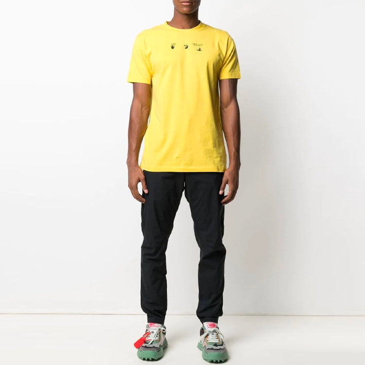 Off-White SS21 Logo Arrow Printing Round Neck Short Sleeve Loose Fit Yellow OMAA027S21JER0121955