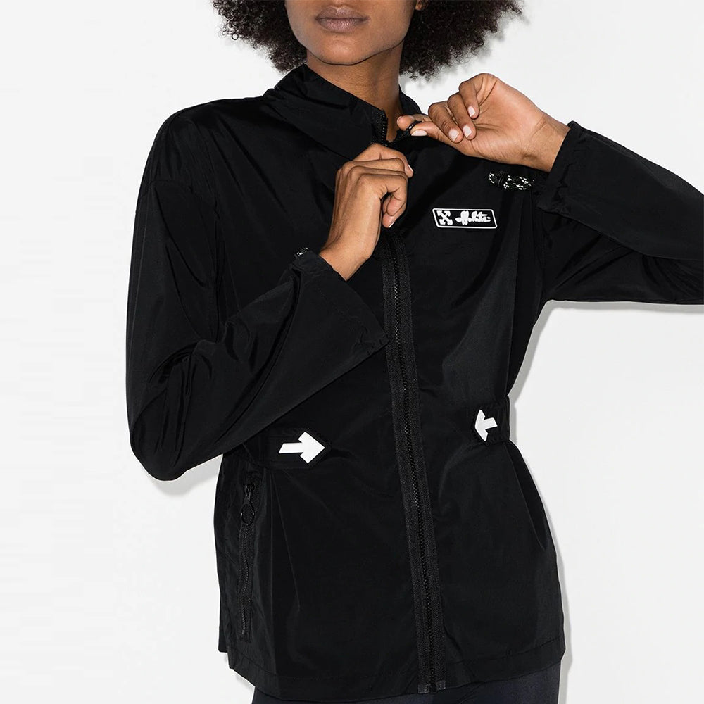 (WMNS) Off-White Large Logo Printing Stand Collar Windproof Jacket Black OWVL009E20FAB0011000