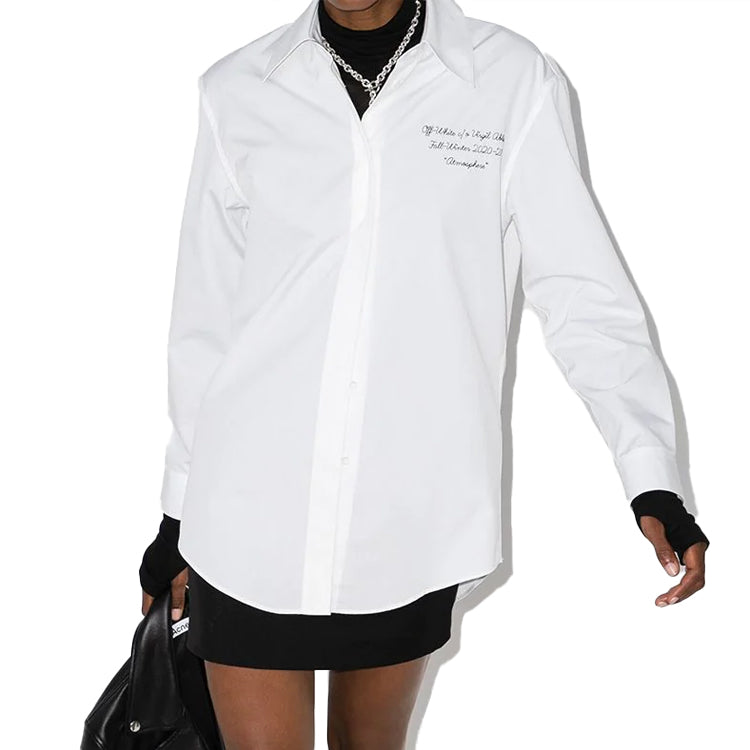 (WMNS) Off-White Printing Long Sleeves Shirt White OWGA031E20FAB0030110