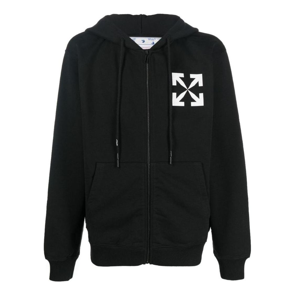 Men's Off-White FW22 Arrow Logo Printing Hooded Jacket Version Black OMBE013C99FLE0051001