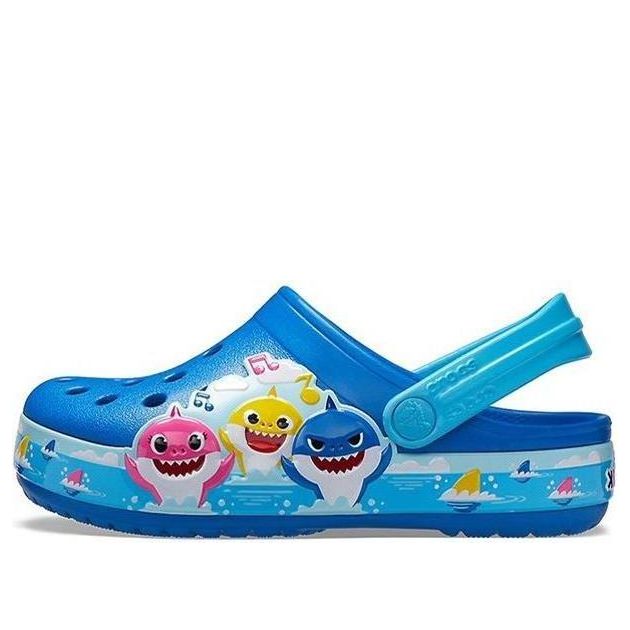 (PS) Crocs Funny Shark Small Crocs Outdoor Flat Heel Beach Sports Blue Sandals 206704-4JL