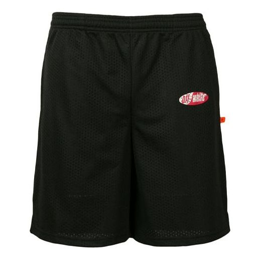 Off-White Elastic Waistband Logo Printing Shorts Version Black OMCI005S191010061020