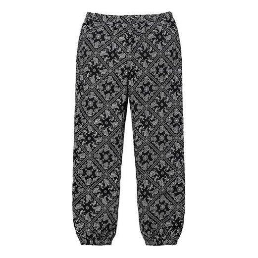 Supreme SS18 Bandana Track Pant Black cashew Casual Jogger Pants Unisex SUP-SS18-1306