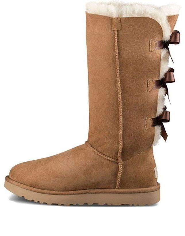(WMNS) UGG Bailey Bow Tall II Brown 1016434-CHE