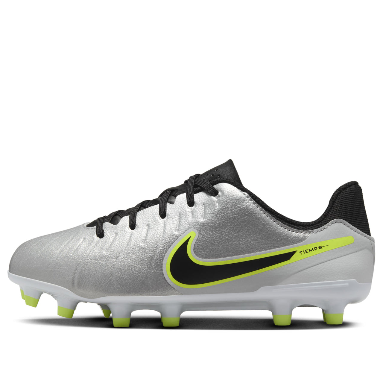 (GS) Nike JR. Tiempo Legend 10 Academy MG 'Metallic Silver Black Volt' DV4348-001
