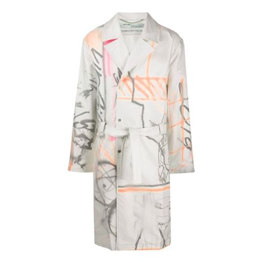 Off-White Printing Pattern single breasted Lacing Windbreaker Ordinary Version White OMEA217S20I100520188