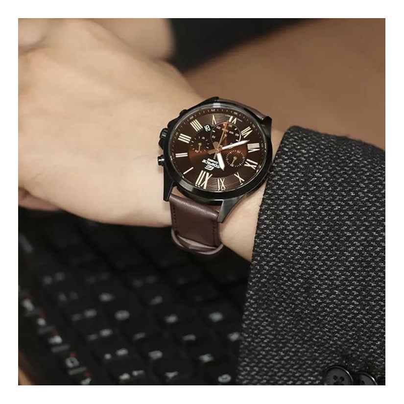 CASIO EDIFICE Series Classic Design Strap Watch EFV-500BL-1A Brown Analog EFV-500BL-1A2021