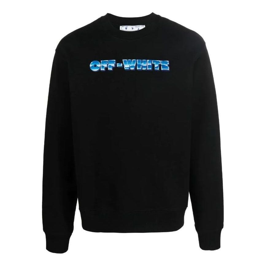 Men's Off-White FW22 Alphabet Logo Printing Round Neck Long Sleeves Version Black OMBA057S22FLE0041039