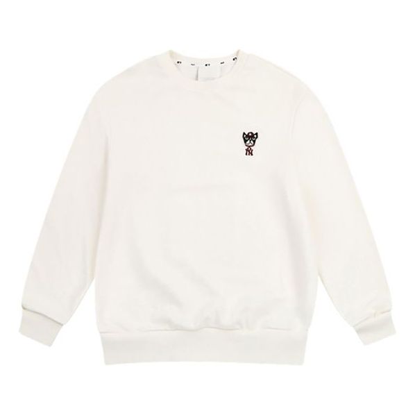 MLB Cartoon Series Long Sleeves Loose Embroidered Athleisure Casual Sports Round Neck Unisex White 31MTC1941-50I