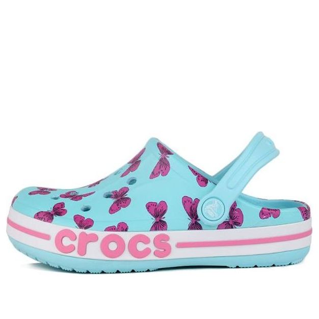 (PS) Crocs 4 Printing Outdoor Flat Heel Beach Sports Blue Sandals 206178-4O9