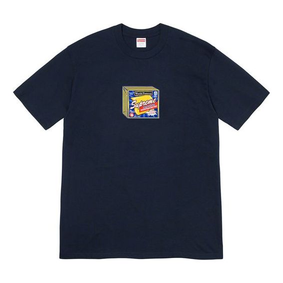 Supreme FW19 Week 7 Cheese Tee Printing Short Sleeve Unisex Navy Blue SUP-FW19-762