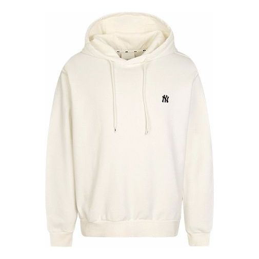 MLB New York Yankees hooded Long Sleeves Loose Small Label Patch Athleisure Casual Sports Unisex White 31HD02941-50I