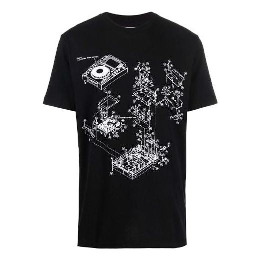 Off-White FW21 Pattern Printing Round Neck Short Sleeve Version Black OMAA027G21JER0031059