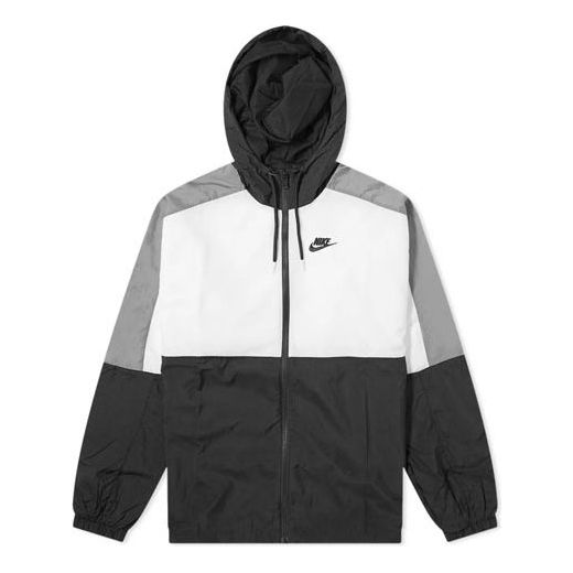 Nike Colourblock Retro Woven Casual Sports Colorblock hooded Jacket Black CJ4560-010