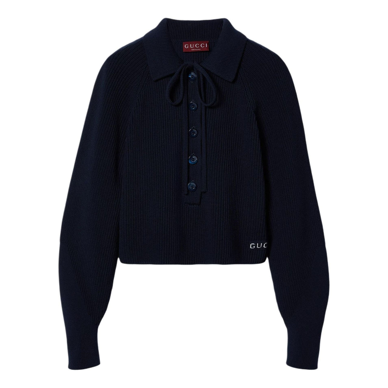 (WMNS) Gucci Chunky Rib Cotton Polo Shirt 'Dark Blue' 786464-XKD2S-4003