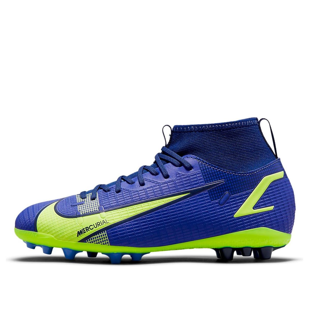 (GS) Nike Jr Mercurial Superfly 8 Academy AG Artificial Grass 'Dark Blue Neon Green' CV0732-474