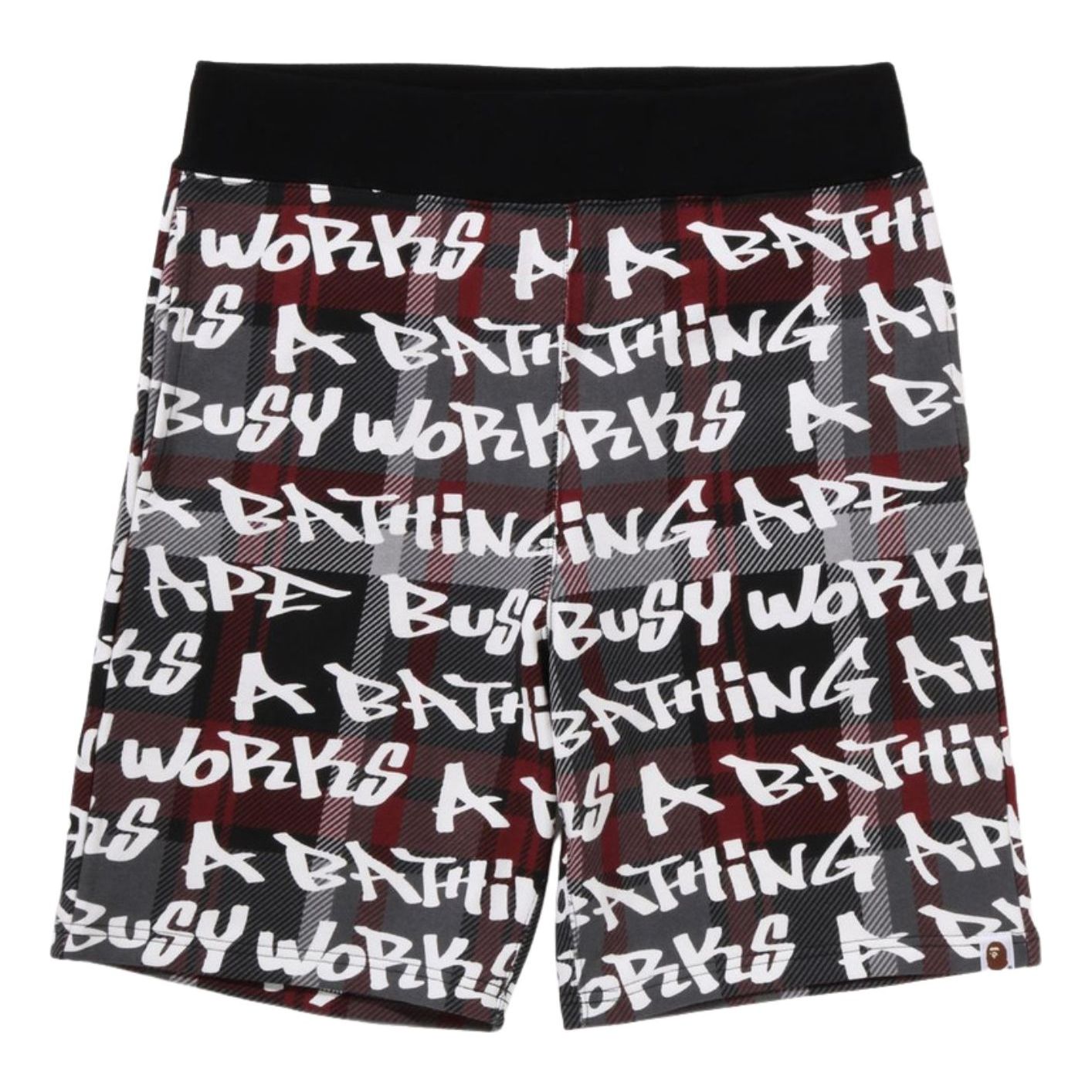 A Bathing Ape Graffiti Check Sweat Shorts 'Black' 1I80-153-007-BLK