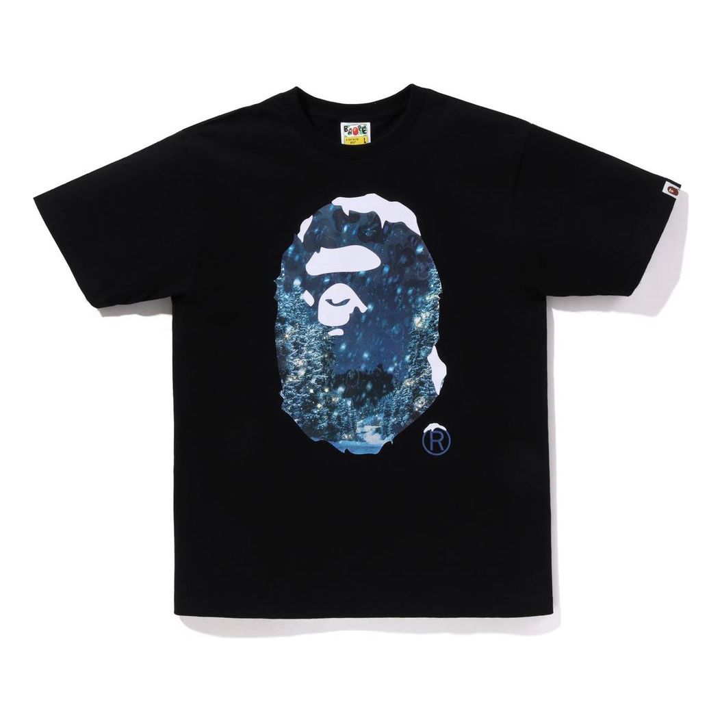 A Bathing Ape Christmas Photo Ape Head T-shirt 'Black' 1J70-110-032-BLK