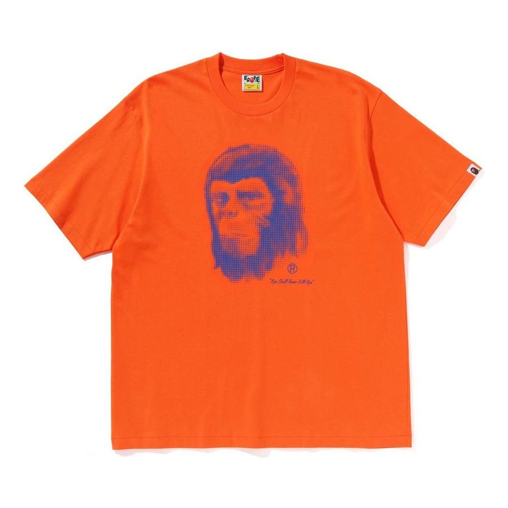 A Bathing Ape Pixel Comic Ape Head Relaxed Fit T-Shirt 'Orange' 1K80-110-304-ORG