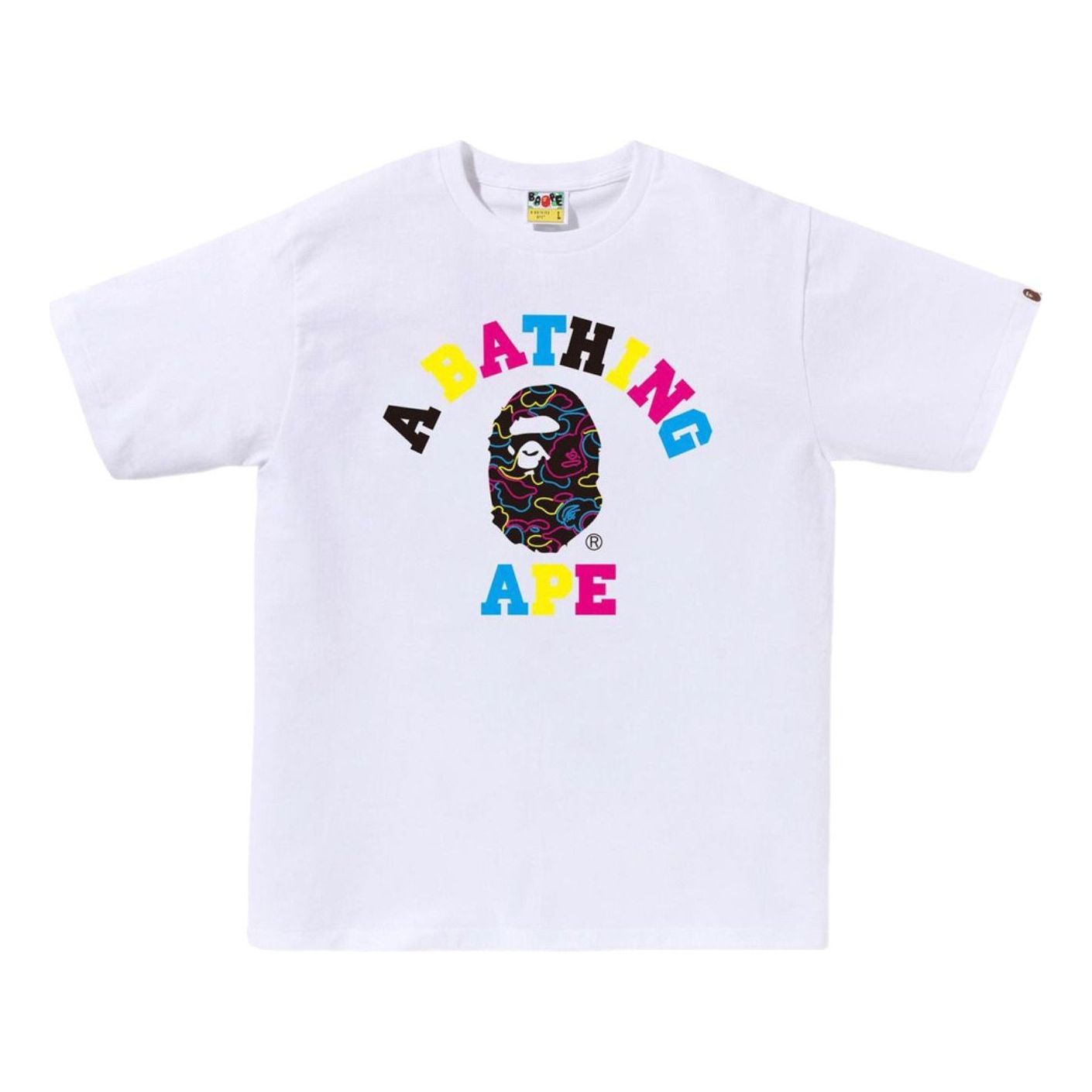 A Bathing Ape Neon Camo College T-Shirt 'White' 1L30-110-038-WHT