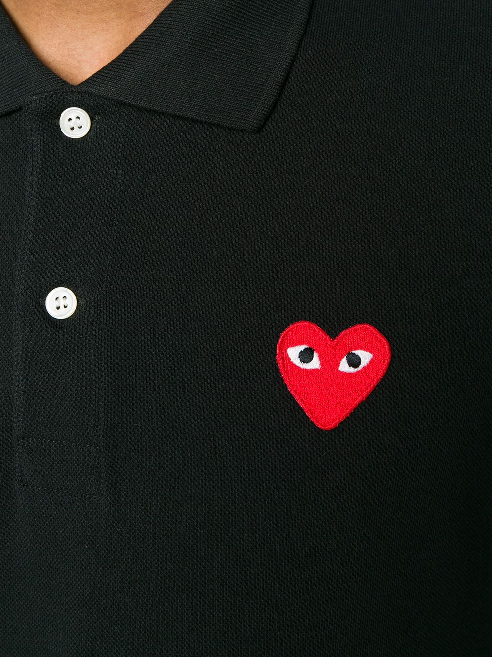 COMME des GARCONS PLAY SS25 Heart-Patch Polo Shirt 'Black' AX-T006-051-1