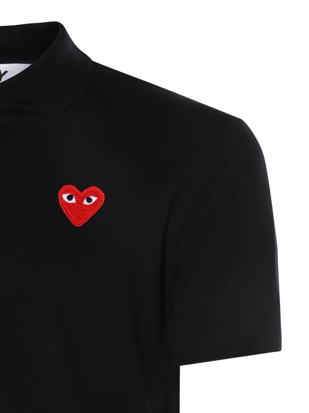 COMME des GARCONS PLAY SS25 Heart-Patch Polo Shirt 'Black' AX-T006-051-1