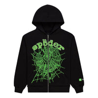 Sp5der Ca$H OG Web V2 Rhinestone Zip Hoodie 'Black' ST053FW25BLK