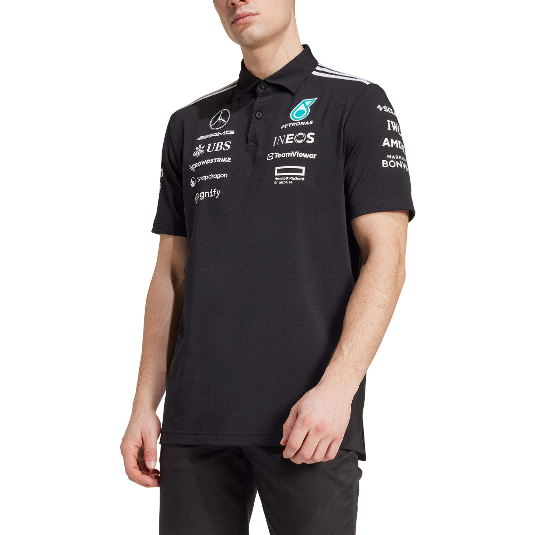 adidas Mercedes AMG Petronas Formula One Team Polo Shirt Asia Sizing 'Black' JW5391