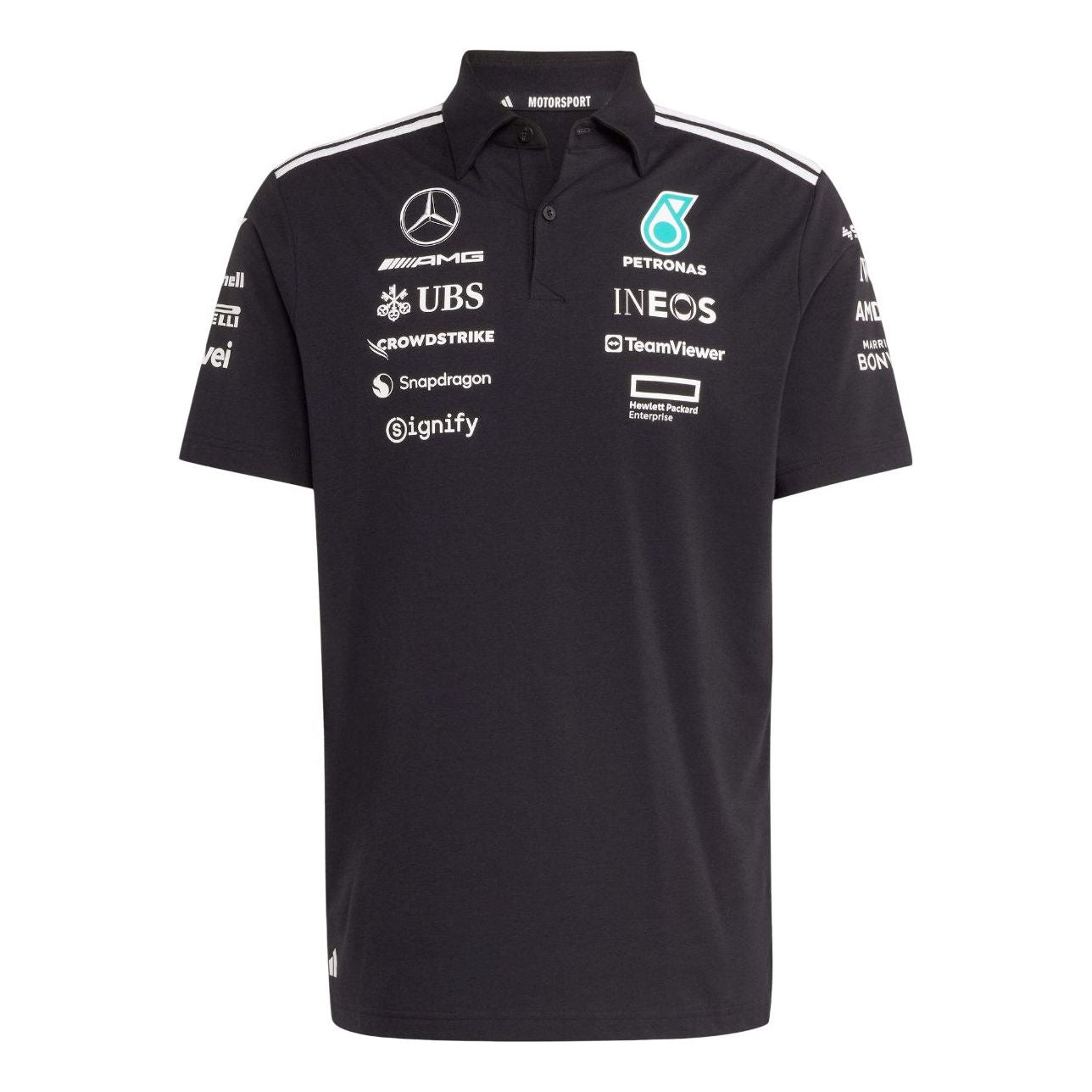 adidas Mercedes AMG Petronas Formula One Team Polo Shirt Asia Sizing 'Black' JW5391
