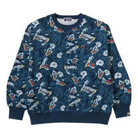 A Bathing Ape Japanese Tattoo Camo Relaxed Fit Crewneck Sweatshirt 'Blue' 1K80-113-009