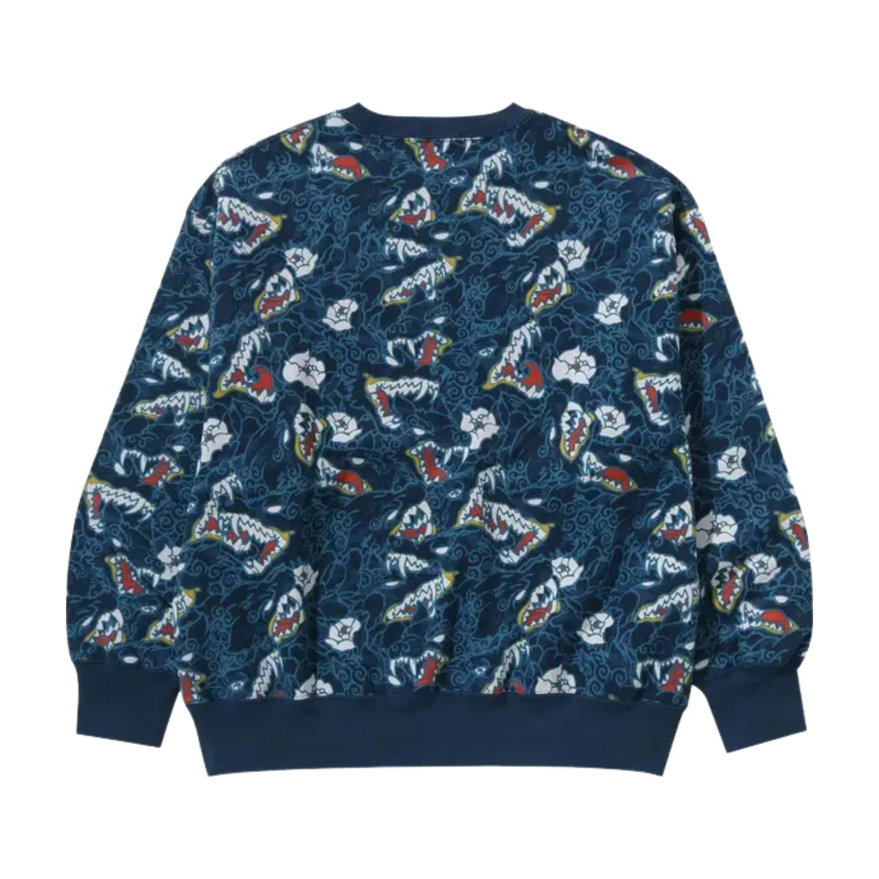 A Bathing Ape Japanese Tattoo Camo Relaxed Fit Crewneck Sweatshirt 'Blue' 1K80-113-009