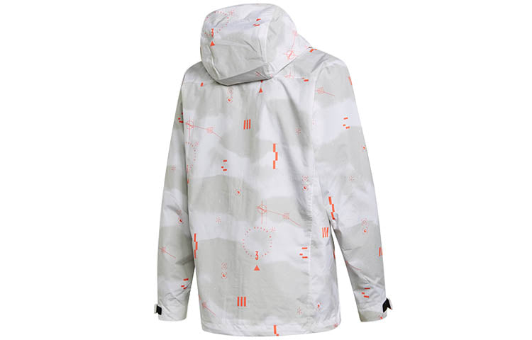 adidas Camo Rain J Outdoor Sports Hooded Jacket light grey FU0706