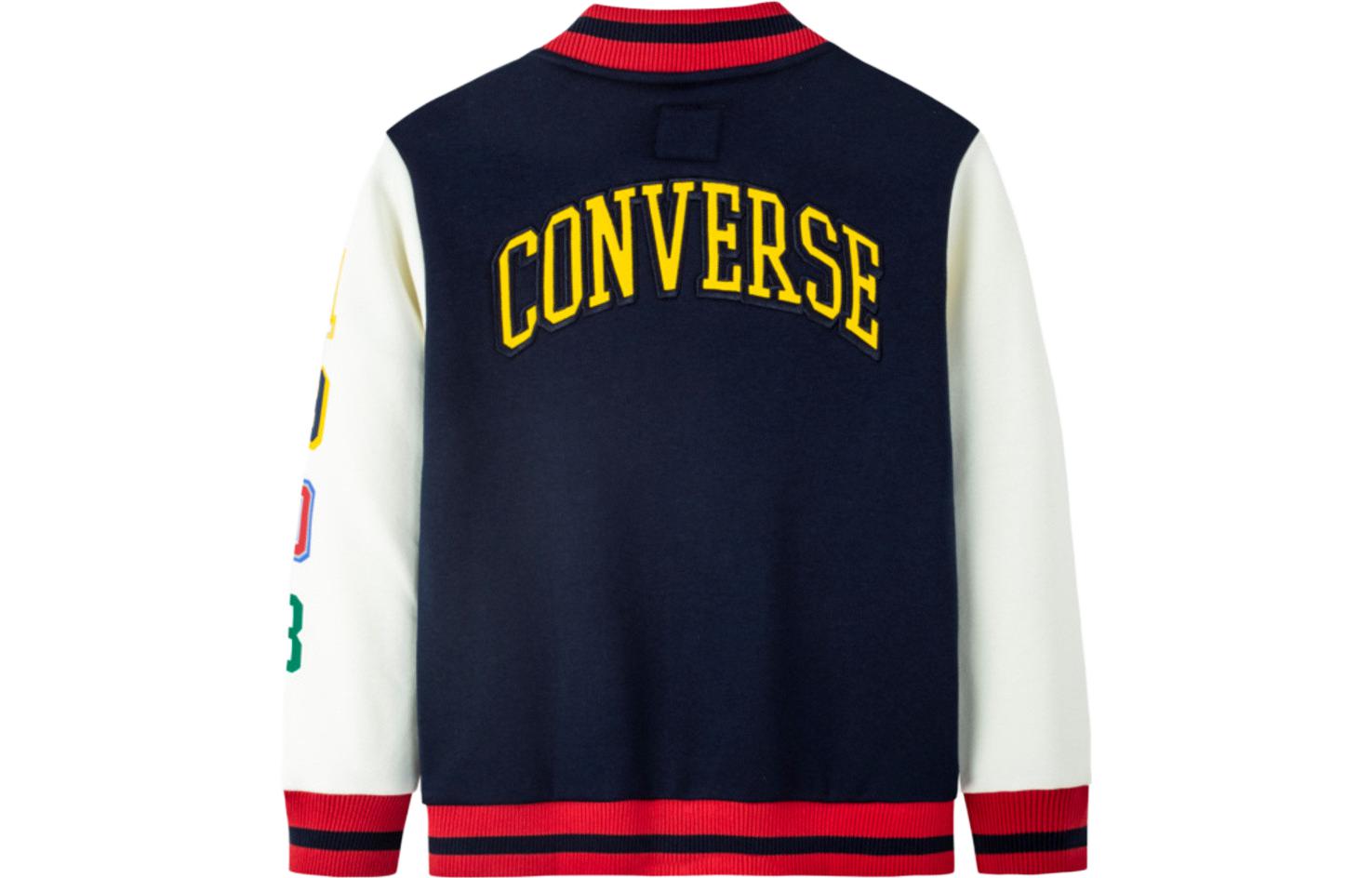 (GS) Converse Color-blocked Embroidered Baseball Jacket Asia Sizing 'Navy White Red' CV2242170GS-001