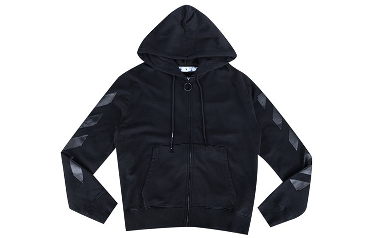 Men's Off-White FW21 Logo Printing Zipper Slim Fit Version Black OMBE001F21FLE0031010